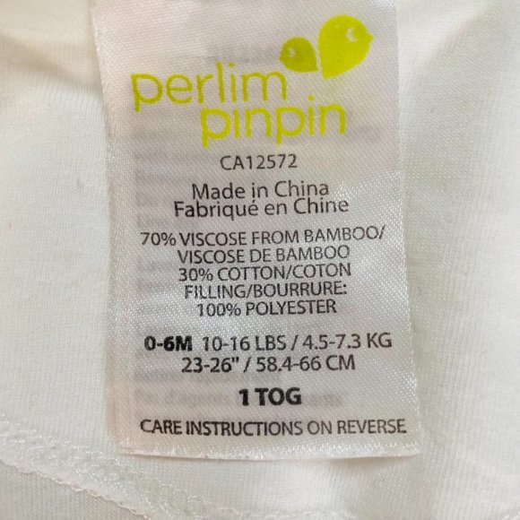 Perlim Pinpin Quilted Bamboo Sleep bag in Ivory with Silver Star Size 0-6 months - Picture 4 of 5